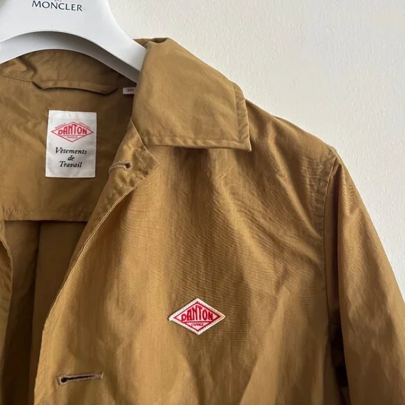 $700 Danton Tan Nylon Taffeta Mac Coat / Jacket - 36 Small/ Medium - Picture 7 of 9